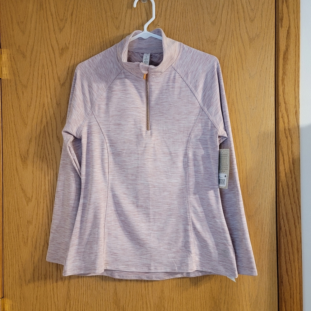 SALE! 1/2 PRICE! Balance Collection mauve 1/4 zip athletic l/s top sz medium NWT